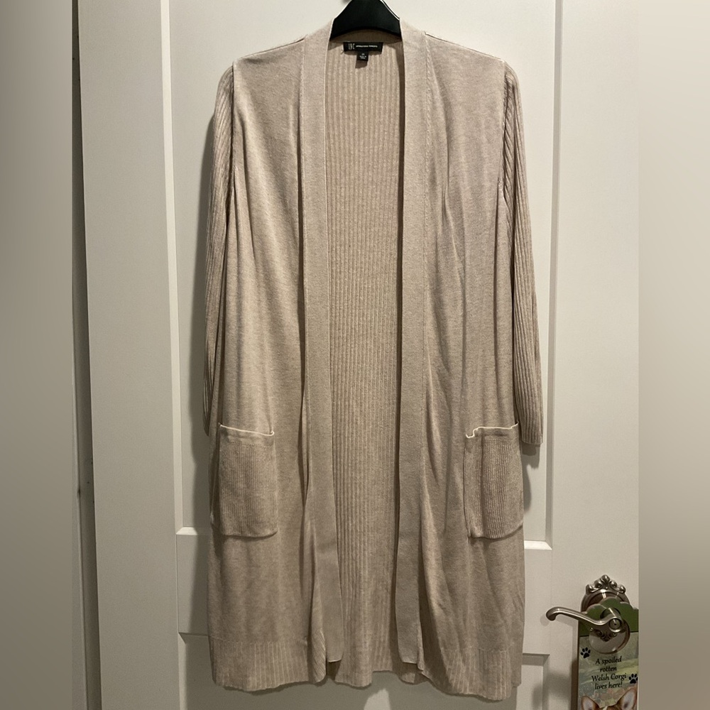 INC International Concepts Oatmeal Open-Front Long Cardigan 2X
